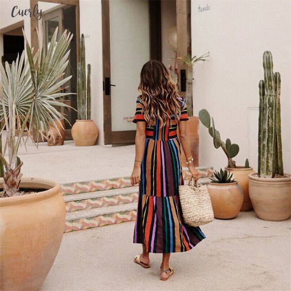 new womens summer bohemian short sleeve long dress seven colorful stripes round collar splice party beach dress, Black;gray
new womens summer bohemian short sleeve long dress seven colorful stripes round collar splice party beach dress, Black;gray