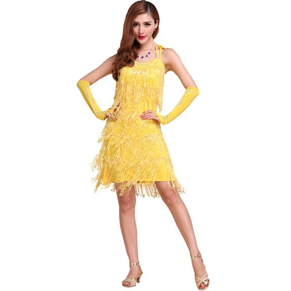 women latin tango salsa cha cha ballroom flamenco dancing dress sequins fringe, Black;red
women latin tango salsa cha cha ballroom flamenco dancing dress sequins fringe, Black;red