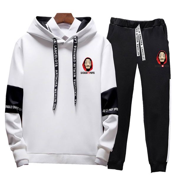2020 men sets new casual solid patchwork male hooded tracksuits spring summer men's sportswear hoodies+pants 2pcs sporting suits, Gray