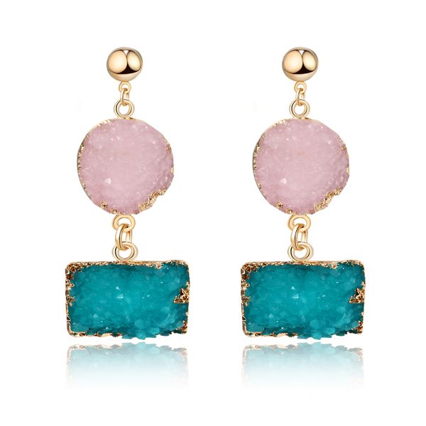 bohemia handmade pink resin stone earings for women jewelry square geometric drop dangle druzy drusy earing long earrings e110, Golden
bohemia handmade pink resin stone earings for women jewelry square geometric drop dangle druzy drusy earing long earrings e110, Golden