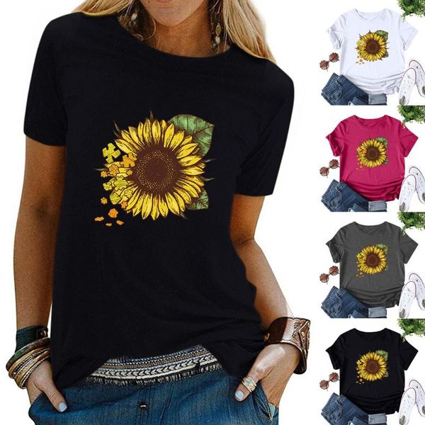 women 2020 floral graphic tees casual sunflower plant printing t shirt women fashion short sleeve slim travel ma6, White
women 2020 floral graphic tees casual sunflower plant printing t shirt women fashion short sleeve slim travel ma6, White
