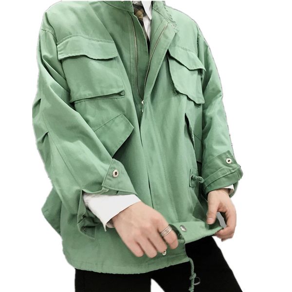 2019 spring and autumn new jacket men's collar shirt hip hop solid color trend casual large size pocket coat, Black;brown
2019 spring and autumn new jacket men's collar shirt hip hop solid color trend casual large size pocket coat, Black;brown