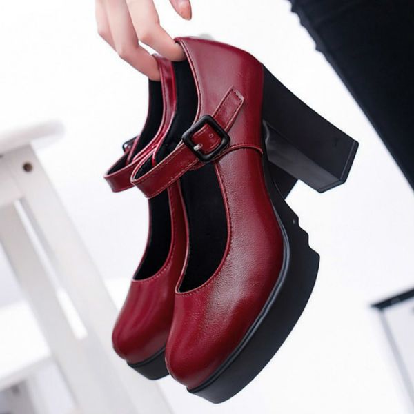 women shoes fashion round toe buckle strap classics 9.5cm thick high heels shallow platform lady work shoes female pumps shoes, Black
women shoes fashion round toe buckle strap classics 9.5cm thick high heels shallow platform lady work shoes female pumps shoes, Black
