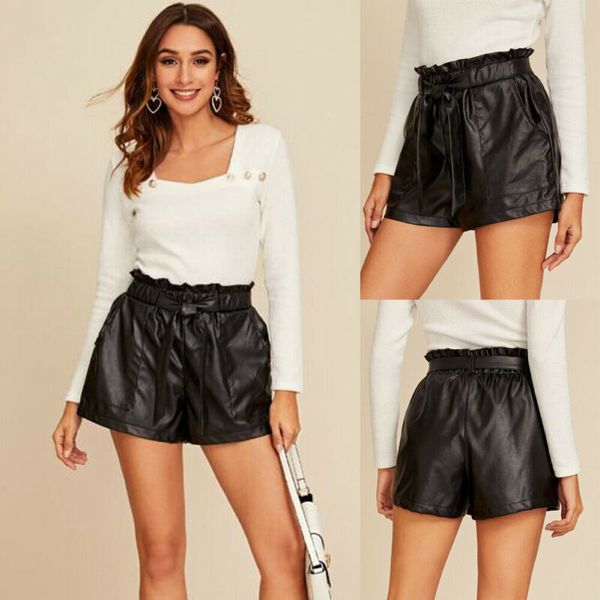 ladies women pu leather yoga shorts women bow belted high waist solid black shorts, White;red
ladies women pu leather yoga shorts women bow belted high waist solid black shorts, White;red