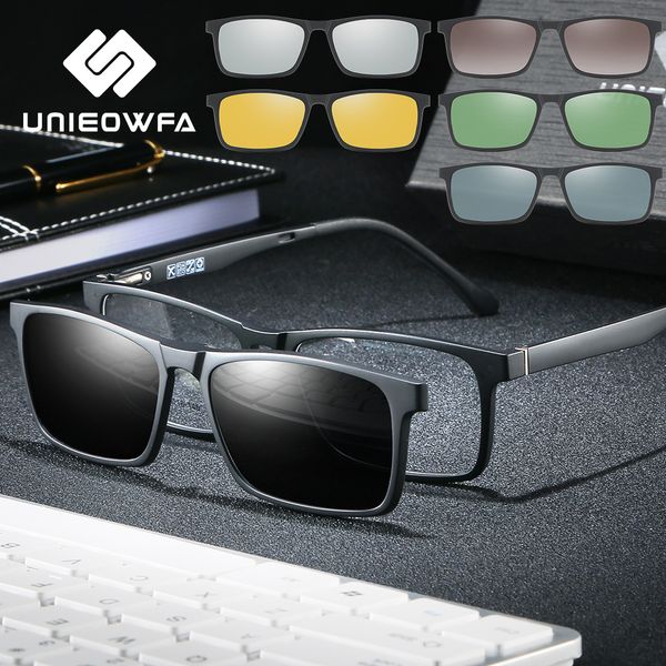 Lens Magnet Clip On 5 Sunglasses Men Polarized Magnet Clip On Glasses Male Prescription Optical Sun Glasses For Men Myopia Tr90 Ch01