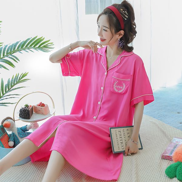 oversized female turn-down collar sleepshirt comfortable sleepwear summer casual nightwear cotton nightgown loose nightdress, Black;red
oversized female turn-down collar sleepshirt comfortable sleepwear summer casual nightwear cotton nightgown loose nightdress, Black;red