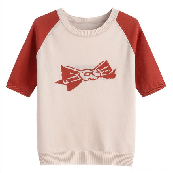 girl's knitted short-sleeved bow jacquard color-matching shoulder sleeve round collar t-shirt women's butterfly jacket short jacke, White
girl's knitted short-sleeved bow jacquard color-matching shoulder sleeve round collar t-shirt women's butterfly jacket short jacke, White