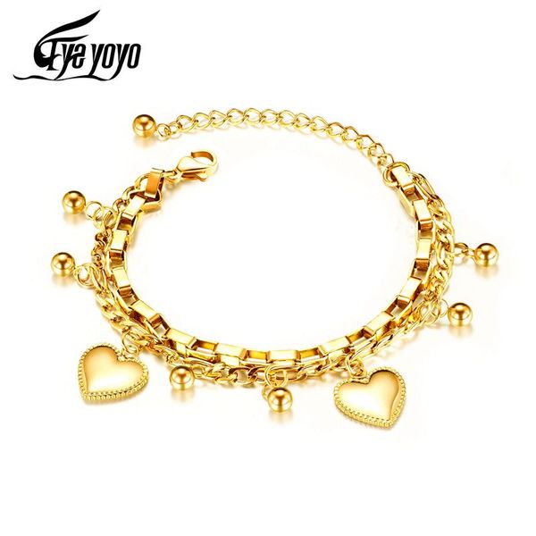 link, chain eyeyoyo love heart double link bracelet for women stainless steel 3 colors smart jewelry, Black
link, chain eyeyoyo love heart double link bracelet for women stainless steel 3 colors smart jewelry, Black