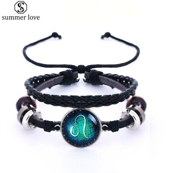 new fashion 12 constellations braided leather bracelet zodiac sign with hoop punk bangle bracelets for men boys jewelry gifts-z, Black
new fashion 12 constellations braided leather bracelet zodiac sign with hoop punk bangle bracelets for men boys jewelry gifts-z, Black