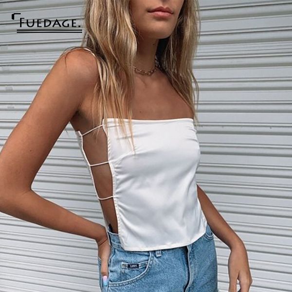 fuedage summer white crop women satin hollow out bandage spaghetti strap backless short club party female camis
fuedage summer white crop women satin hollow out bandage spaghetti strap backless short club party female camis