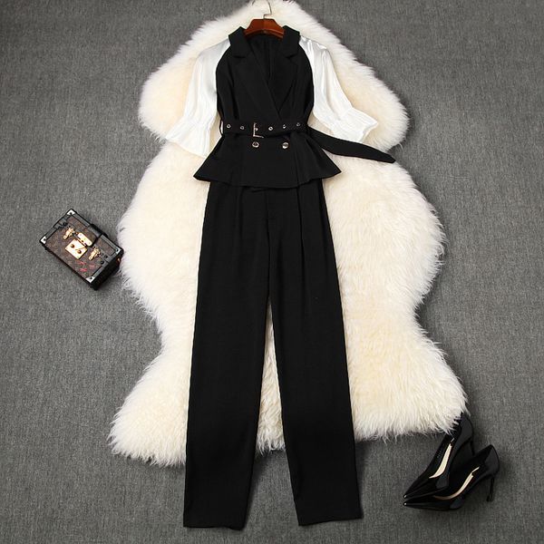 women office lady wear black pant and set summer 2020 color block patchwork white sleeve blazer two piece outfit
women office lady wear black pant and set summer 2020 color block patchwork white sleeve blazer two piece outfit