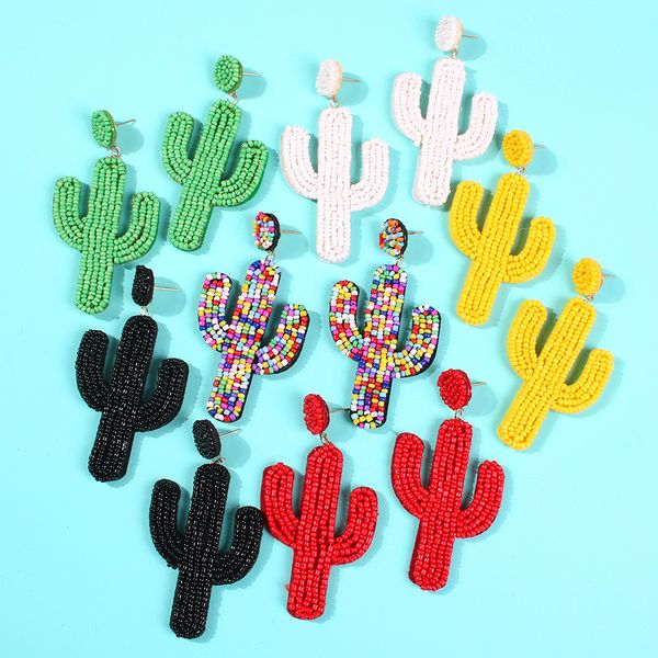 european and american style new creative cactus handmade rice beads earrings bohemian ethnic style jewelry earrings, Golden
european and american style new creative cactus handmade rice beads earrings bohemian ethnic style jewelry earrings, Golden