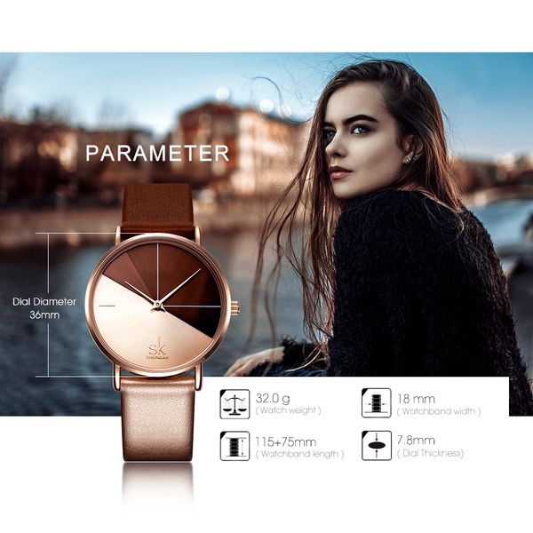 shengke women's watches fashion leather quartz wrist watch ladies watch waterproof clock mujer bayan kol saati montre feminino, Slivery;brown
shengke women's watches fashion leather quartz wrist watch ladies watch waterproof clock mujer bayan kol saati montre feminino, Slivery;brown