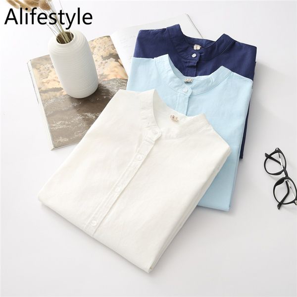 women shirts blouses 2020 new autumn spring pure female shirt stand collar long sleeve lady casual cotton blouse, White
women shirts blouses 2020 new autumn spring pure female shirt stand collar long sleeve lady casual cotton blouse, White