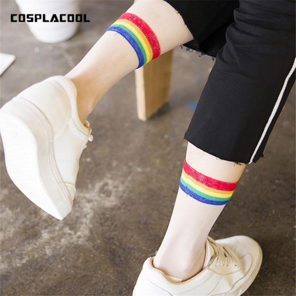 women transparent socks new japanese harajuku rainbow striped crystal meias japan ultrathin glass silk sock calcetines mujer, Black;white
women transparent socks new japanese harajuku rainbow striped crystal meias japan ultrathin glass silk sock calcetines mujer, Black;white