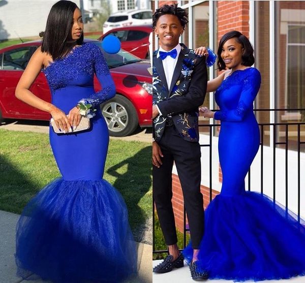 Sexy Royal Blue One Shoulder South African Prom dresses With Long Sleeves Appliqued Custom Made Formal Dresses Evening Wear
Sexy Royal Blue One Shoulder South African Prom dresses With Long Sleeves Appliqued Custom Made Formal Dresses Evening Wear