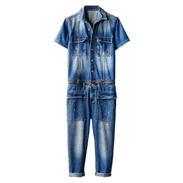 men's jumpsuit denim jumpsuit detachable wear denim short sleeve suit tooling overalls men's performance clothing, Blue
men's jumpsuit denim jumpsuit detachable wear denim short sleeve suit tooling overalls men's performance clothing, Blue