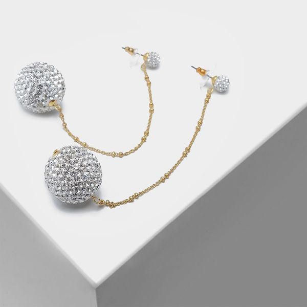 amorita boutique shiny ball design fashion long drop earrings, Silver 
amorita boutique shiny ball design fashion long drop earrings, Silver