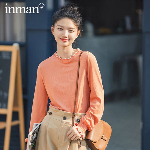 inman 2020 spring new arrival literary solid color round collar elastic material women comfortable t-shirt, White
inman 2020 spring new arrival literary solid color round collar elastic material women comfortable t-shirt, White