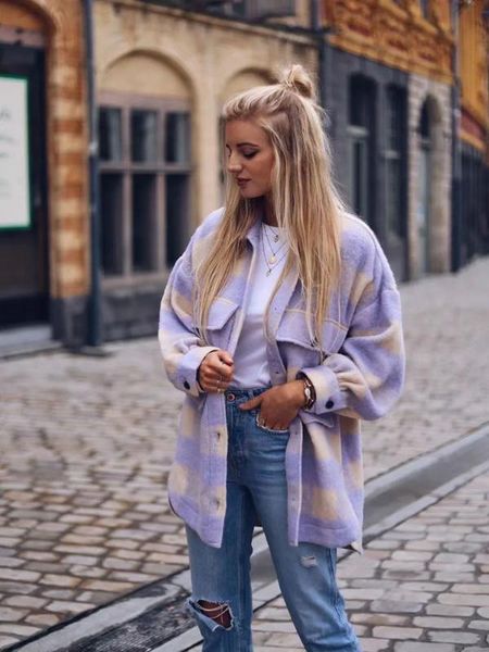 stylish sweet plaid woolen shirt jackets women fashion pockets turn-down collar check jacket cute girls chic coat streetwear, Black;brown
stylish sweet plaid woolen shirt jackets women fashion pockets turn-down collar check jacket cute girls chic coat streetwear, Black;brown