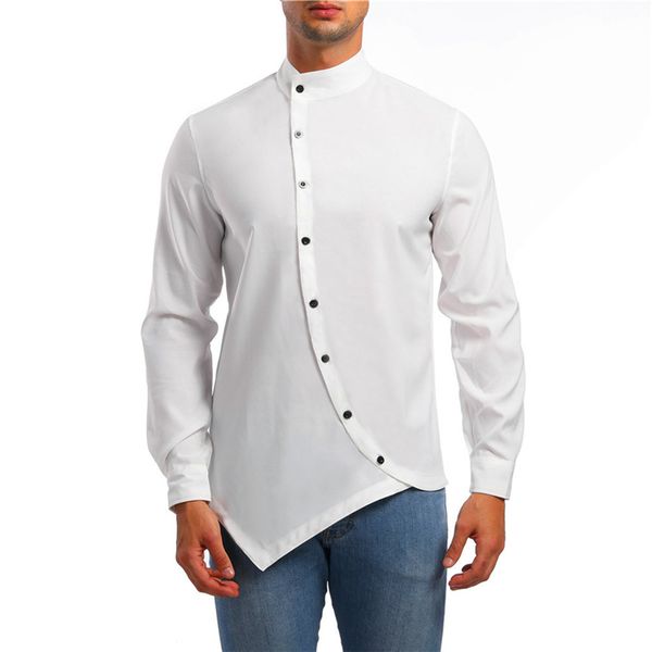 irregular shirts men oblique button 2020 new solid stand collar clothes loose casual long sleeve vintage male man's shitrs, White;black
irregular shirts men oblique button 2020 new solid stand collar clothes loose casual long sleeve vintage male man's shitrs, White;black