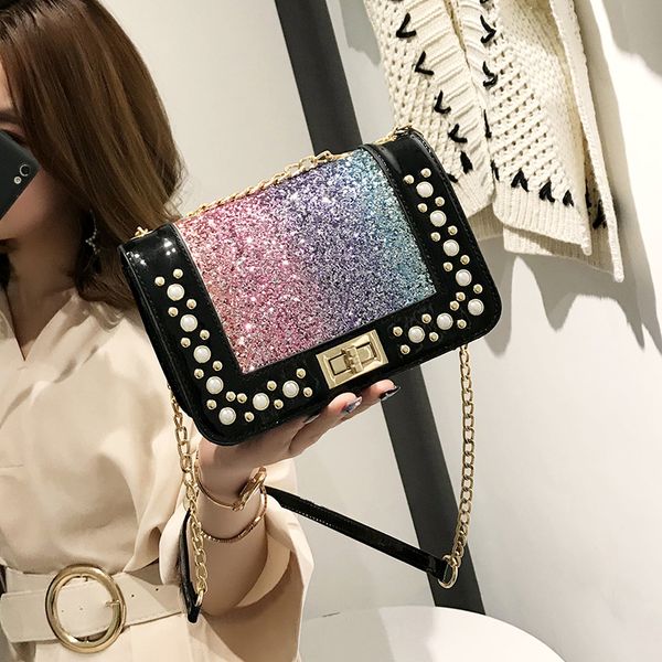 2020 new women's bag fashion chain handbag sequin square sling bag spring versatile pearl flap women's crossbody
2020 new women's bag fashion chain handbag sequin square sling bag spring versatile pearl flap women's crossbody