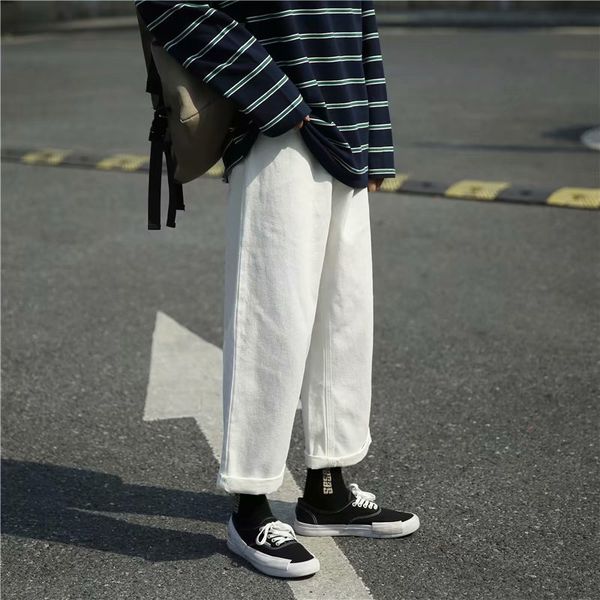 men's jeans 2021 fashion denim white washed straight fall korean style loose wide leg pants bf harajuku retro trousers, Blue
men's jeans 2021 fashion denim white washed straight fall korean style loose wide leg pants bf harajuku retro trousers, Blue
