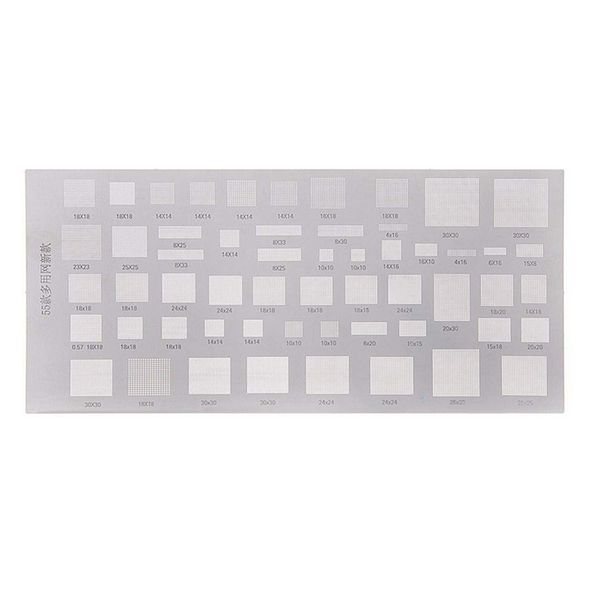 55 kinds of ic chip universal phone solder paste bga reballing stencils repair tool for mobile phone pc
55 kinds of ic chip universal phone solder paste bga reballing stencils repair tool for mobile phone pc