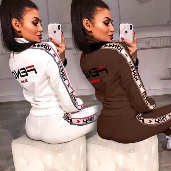women letter printing tracksuits designer suits fashion brand two piece pants solid color sport style clothing 3 colors slim, White
women letter printing tracksuits designer suits fashion brand two piece pants solid color sport style clothing 3 colors slim, White