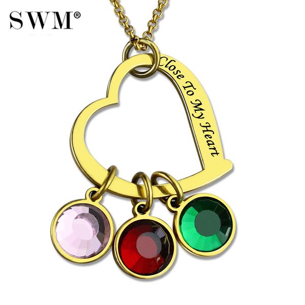 women custom letter necklace gold color heart necklaces with kids birthstone chain moms engraved pendants for mother's gift, Silver
women custom letter necklace gold color heart necklaces with kids birthstone chain moms engraved pendants for mother's gift, Silver