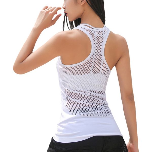 women sleeveless yoga shirts exercise mesh hollow out breathable fitness sport t -shirts gym running vest, White;red
women sleeveless yoga shirts exercise mesh hollow out breathable fitness sport t -shirts gym running vest, White;red