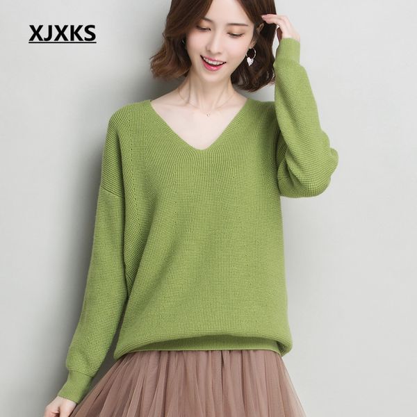 xjxks loose plus size fashion bat sleeve women v-neck sweater 2019 autumn winter new cashmere sweater pullover women, White;black
xjxks loose plus size fashion bat sleeve women v-neck sweater 2019 autumn winter new cashmere sweater pullover women, White;black