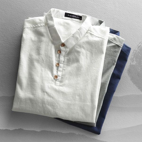 incerun 2020 summer men casual solid color shirt short sleeve cotton turn-down collar shirts brand harajuku camisa, White;black
incerun 2020 summer men casual solid color shirt short sleeve cotton turn-down collar shirts brand harajuku camisa, White;black