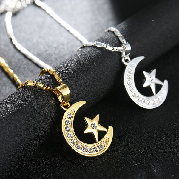 fashion middle east islamic religious crystal zirconia moon star muslim necklace pendant women arab jewelry accessories, Silver
fashion middle east islamic religious crystal zirconia moon star muslim necklace pendant women arab jewelry accessories, Silver