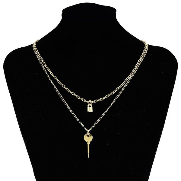 multi-layer choker necklace key lock round pendant charms gold plated thin chain necklace for women girls, Silver
multi-layer choker necklace key lock round pendant charms gold plated thin chain necklace for women girls, Silver