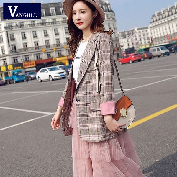 vangull women plaid blazer long sleeve slim checked coat 2019 new brand formal office suit lady outerwear spring autumn jacket, White;black
vangull women plaid blazer long sleeve slim checked coat 2019 new brand formal office suit lady outerwear spring autumn jacket, White;black