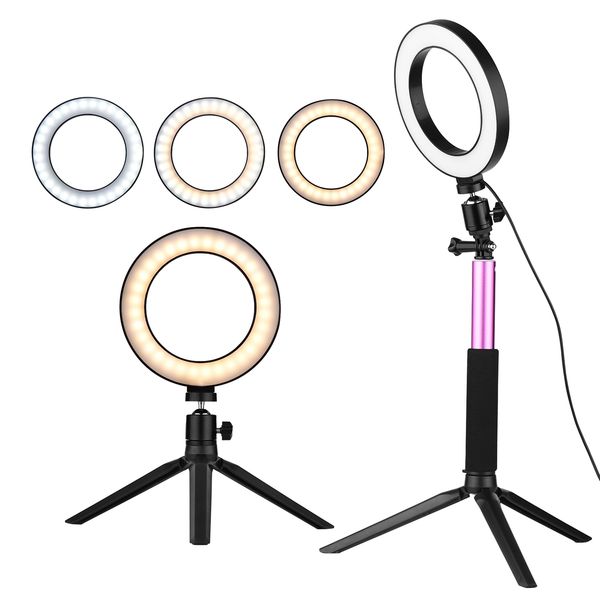 6 inch mini led ring selfie studio light p pgraphy lamp dimmable with telescopic stand tripod ballhead 3 lighting modes
6 inch mini led ring selfie studio light p pgraphy lamp dimmable with telescopic stand tripod ballhead 3 lighting modes