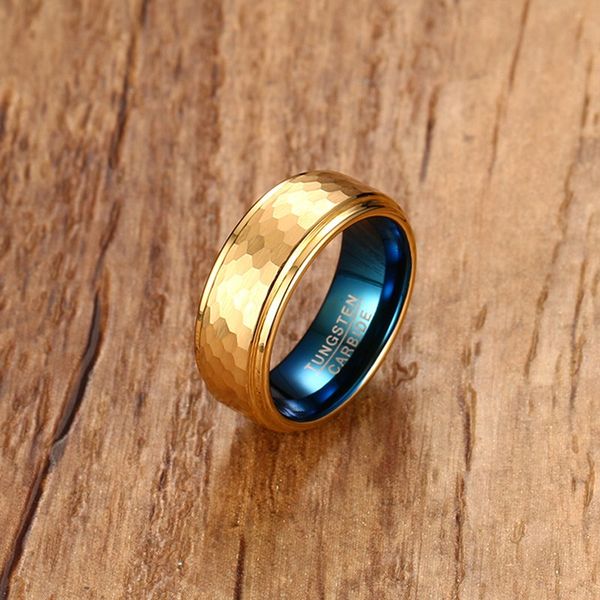 fashion mens rings 8mm blue tungsten carbide gold-color hammered ring men wedding engagement band gents jewelry anel masculino, Golden;silver
fashion mens rings 8mm blue tungsten carbide gold-color hammered ring men wedding engagement band gents jewelry anel masculino, Golden;silver