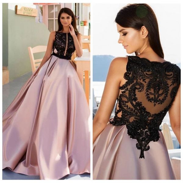 elegant a-line bateau neckline satin pink party dresses black lace appliques prom dress boutiques with beading evening dresses plus size
elegant a-line bateau neckline satin pink party dresses black lace appliques prom dress boutiques with beading evening dresses plus size