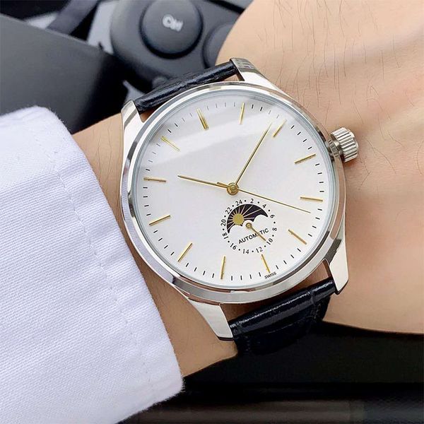 fashion swiss watch leather strap moon phase automatic mens watch 40mm mens designer watches montre de luxe wristwatch, Slivery;brown
fashion swiss watch leather strap moon phase automatic mens watch 40mm mens designer watches montre de luxe wristwatch, Slivery;brown