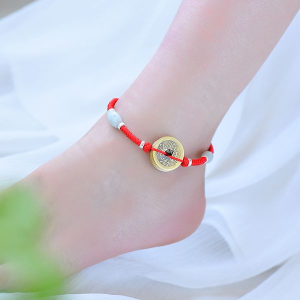opening copper five emperors money anklet black and red rope anklet womens couples transit natal anti-villain jiao sheng mens, Red;blue
opening copper five emperors money anklet black and red rope anklet womens couples transit natal anti-villain jiao sheng mens, Red;blue