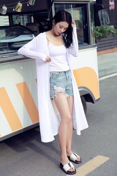 chiffon with modal panelled sun protective clothing designer solid womens summer rash guards fashion donna coats, Black
chiffon with modal panelled sun protective clothing designer solid womens summer rash guards fashion donna coats, Black