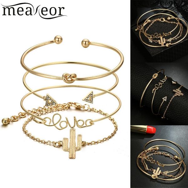 women personality triangle knotted love bracelet combination gold retro 23cm/9.1inch of (4pcs) bracelet set, Black
women personality triangle knotted love bracelet combination gold retro 23cm/9.1inch of (4pcs) bracelet set, Black