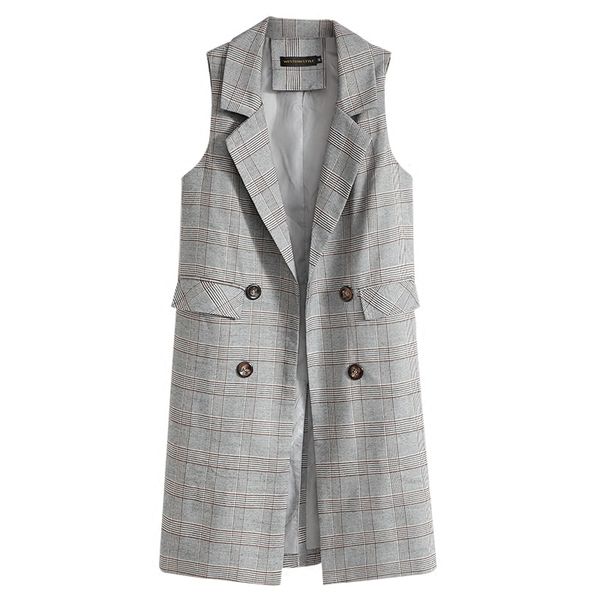 plaid vest sleeveless cardigan double breasted slim medium length pockets turn down collar loose womens vests new spring, Black;white
plaid vest sleeveless cardigan double breasted slim medium length pockets turn down collar loose womens vests new spring, Black;white