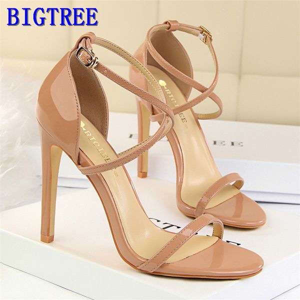 cross-strap buckle women's party sandals summer solid patent leather open toe concise 11cm high heels shoes woman, Black
cross-strap buckle women's party sandals summer solid patent leather open toe concise 11cm high heels shoes woman, Black