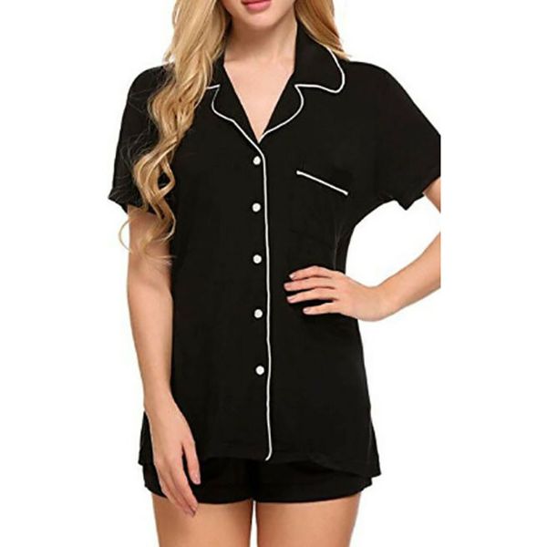 women pajamas sets dot short sleeve shirts shorts homewear sleepwear ladies casual clothes costume summer new 2019, Black;red
women pajamas sets dot short sleeve shirts shorts homewear sleepwear ladies casual clothes costume summer new 2019, Black;red