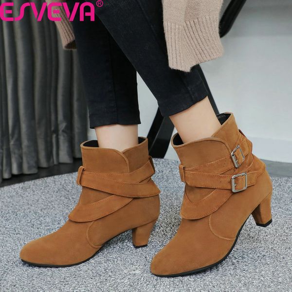esveva 2020 flock sewing square high heel buckle women shoes casual round toe autumn winter fashion ankle boots big size 34-43, Black
esveva 2020 flock sewing square high heel buckle women shoes casual round toe autumn winter fashion ankle boots big size 34-43, Black