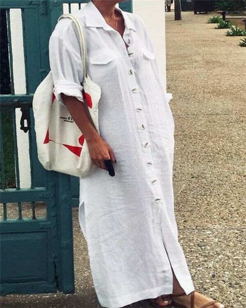 vintage summer long dress short sleeve turn down collar loose lady lady casual dress fashion maxi cotton blue white, Black;gray
vintage summer long dress short sleeve turn down collar loose lady lady casual dress fashion maxi cotton blue white, Black;gray