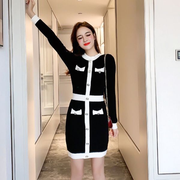 celebrity temperament small black dress hepburn style 2020 new slim slimming contrasting color a- line long-sleeved knitted dress women, White;black
celebrity temperament small black dress hepburn style 2020 new slim slimming contrasting color a- line long-sleeved knitted dress women, White;black