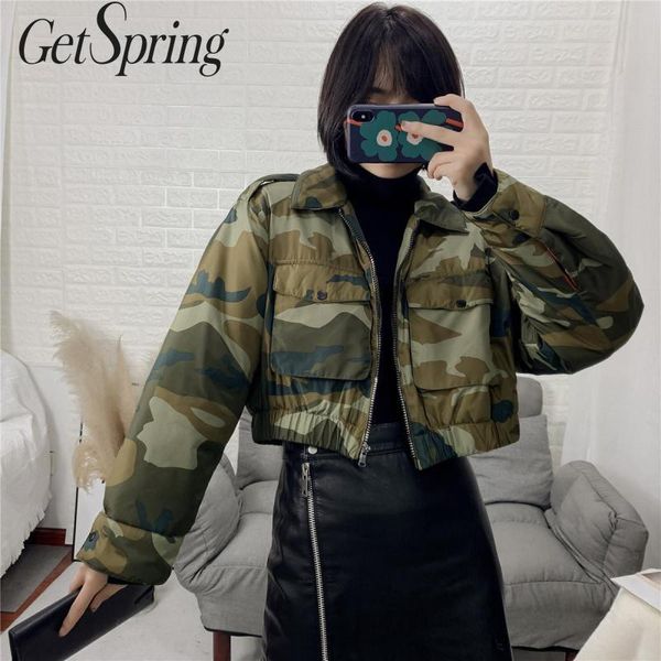 getspring women coat crop jacket women outerwears high waist camouflage jackets long sleeve short camouflage ladies jackets 2019, Black;brown
getspring women coat crop jacket women outerwears high waist camouflage jackets long sleeve short camouflage ladies jackets 2019, Black;brown